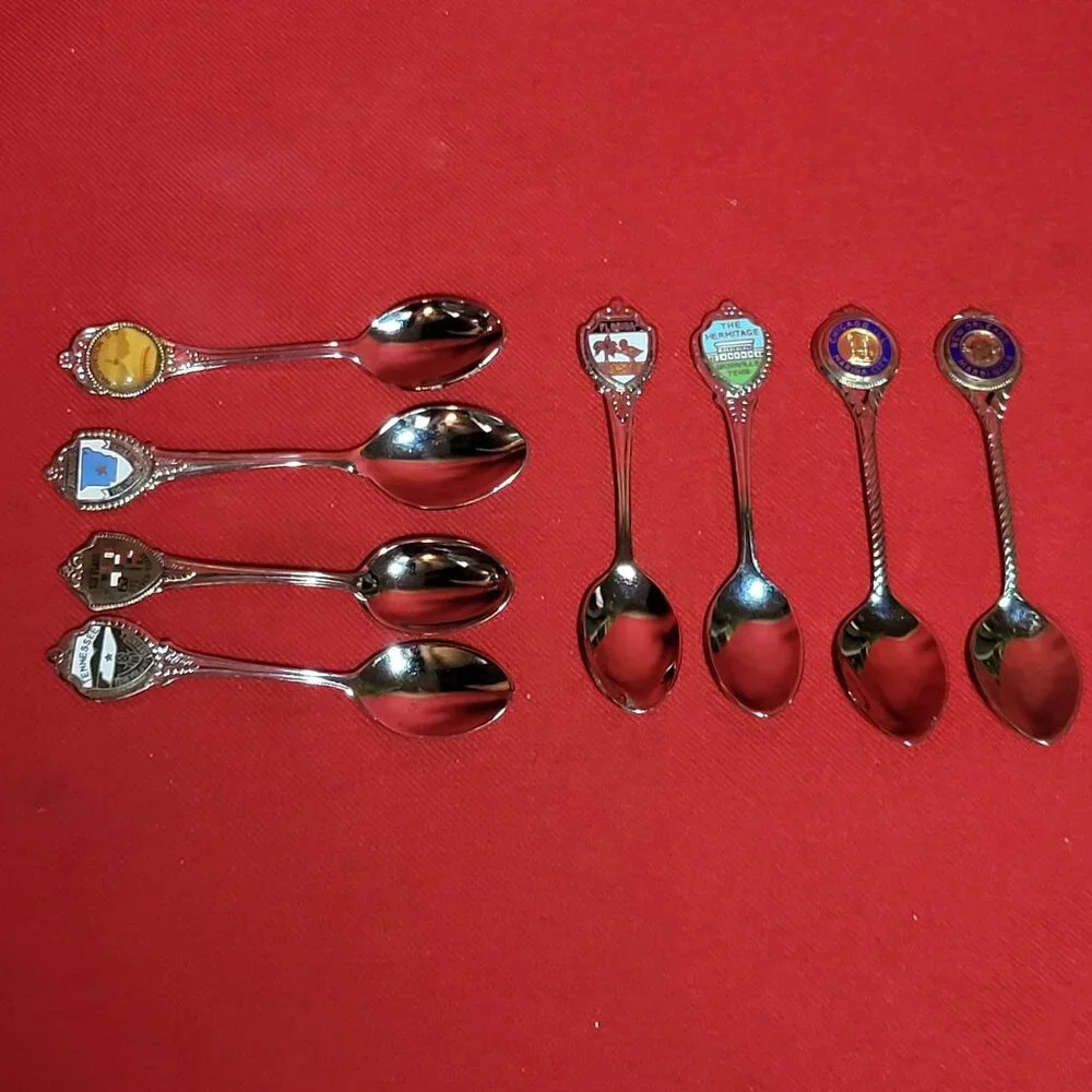 Vintage United States Mini Souvenir Collector State Spoons Lot of 8
